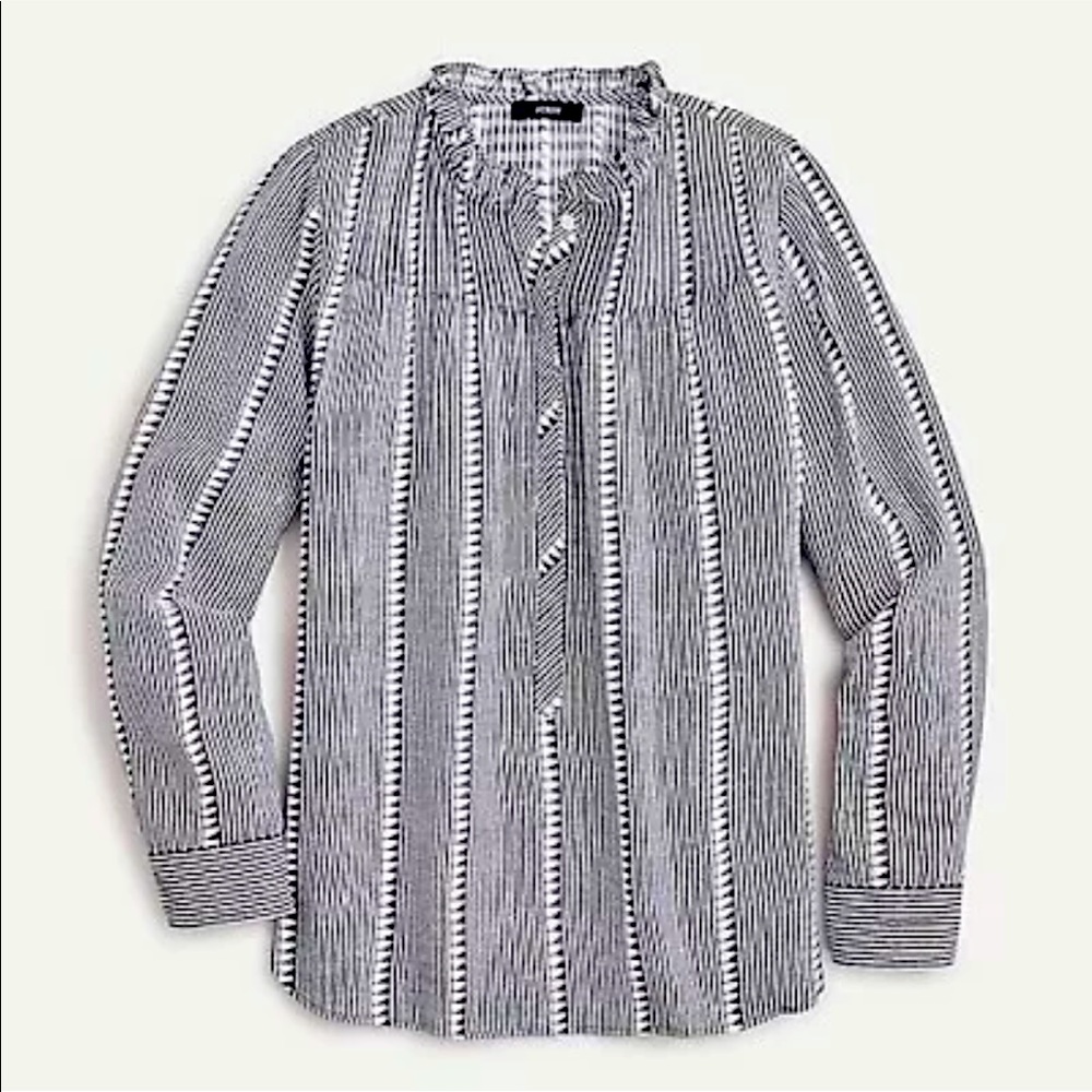 J.Crew Rufflenexk Classic Popover Shirt in Shadow Stripe